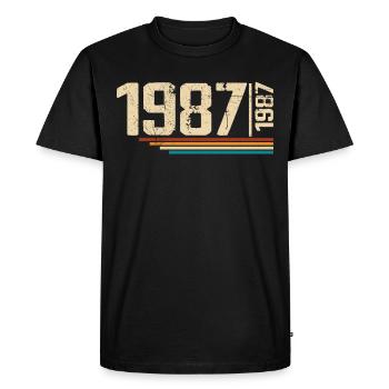 Millésime Anniversaire 1987 Fête Anniversaire 1987 - T-shirt Premium bio Homme - noir - Devant - Nico (187cm)