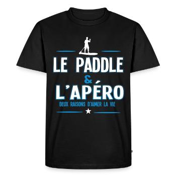 PADDLE et Apéro - T-shirt Premium bio Homme - noir - Devant - Nico (187cm)