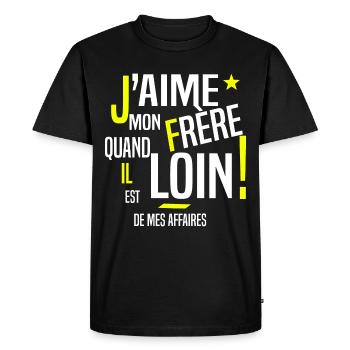Frère et sœur cadeau frangin humour - T-shirt Premium bio Homme - noir - Devant - Nico (187cm)