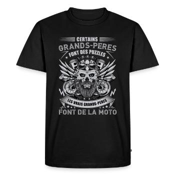HUMOUR GRAND-PERE MOTARD - T-shirt Premium bio Homme - noir - Devant - Nico (187cm)