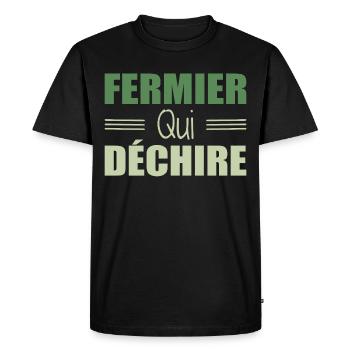 Fermier qui déchire meilleur fermier humour - T-shirt Premium bio Homme - noir - Devant - Nico (187cm)