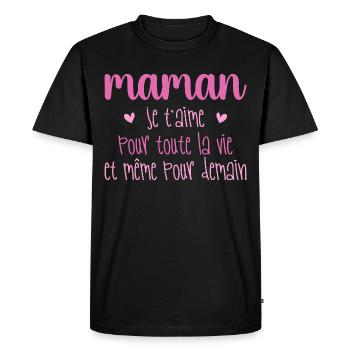 Maman je t'aime, Mère, Bébé, Naissance, Amour - T-shirt Premium bio Homme - noir - Devant - Nico (187cm)