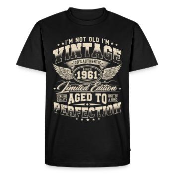 1961 Vintage Vintage Rétro Cadeau d’anniversaire - T-shirt Premium bio Homme - noir - Devant - Nico (187cm)