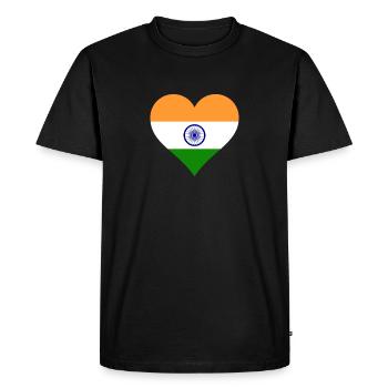 India indian ensign flag heart - Men's Premium Organic T-Shirt - black - Front - Nico (187cm)
