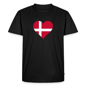 Danemark danois drapeau drapeau coeur - T-shirt Premium bio Homme - noir - Devant - Nico (187cm)