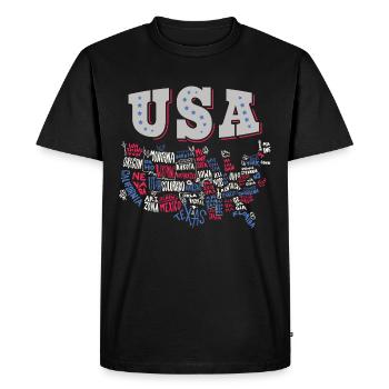 Carte des États-Unis avec l’état des États-Unis - T-shirt Premium bio Homme - noir - Devant - Nico (187cm)