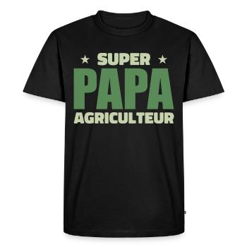super papa agriculteur - T-shirt Premium bio Homme - noir - Devant - Nico (187cm)
