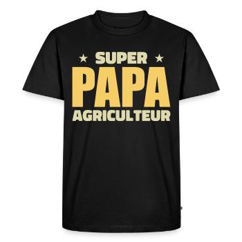 super papa agriculteur - T-shirt Premium bio Homme - noir - Devant - Nico (187cm)