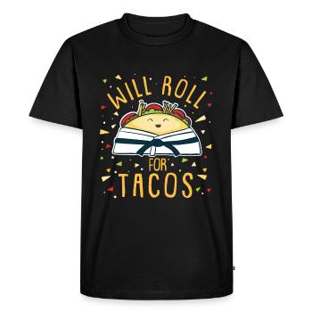 Taco Karaté Judo Jiu-Jitsu Kawaii Chibi Taekwondo - T-shirt Premium bio Homme - noir - Devant - Nico (187cm)