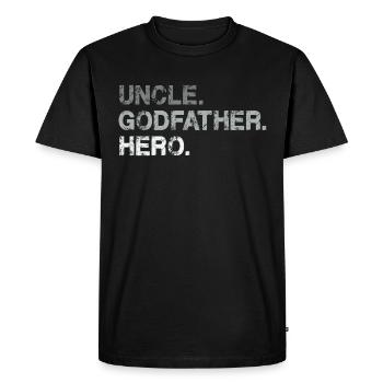 Uncle Godfather Hero Gift for Uncle or Brother - T-shirt Premium bio Homme - noir - Devant - Nico (187cm)