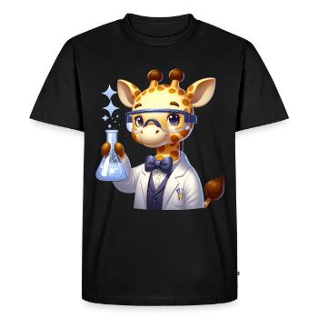 Scientifique girafe mignon - T-shirt Premium bio Homme - noir - Devant - Nico (187cm)