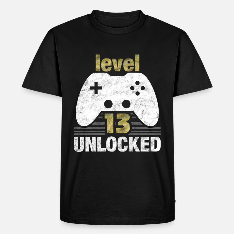 Gaming Level 13 - Männer Premium Bio T-Shirt - Schwarz