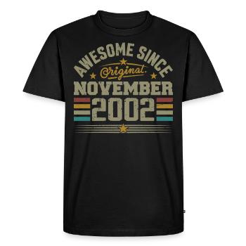 November 2002 Birthday Gift | November 2002 - Men's Premium Organic T-Shirt - black - Front - Nico (187cm)