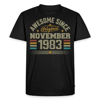 Novembre 1983 Cadeau Anniversaire | November 1983 - T-shirt Premium bio Homme - noir - Devant - Nico (187cm)