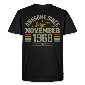 Novembre 1968 Cadeau Anniversaire | November 1968 - T-shirt Premium bio Homme - noir - Devant - Nico (187cm)