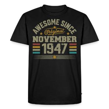 November 1947 Birthday Gift | November 1947 - Men's Premium Organic T-Shirt - black - Front - Nico (187cm)