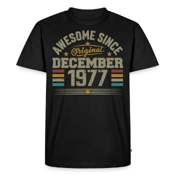 Décembre 1977 - Cadeau Anniversaire December 1977 - T-shirt Premium bio Homme - noir - Devant - Nico (187cm)