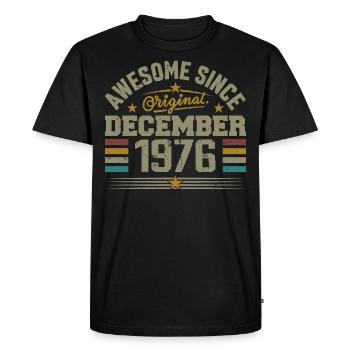 Décembre 1976 - Cadeau Anniversaire December 1976 - T-shirt Premium bio Homme - noir - Devant - Nico (187cm)