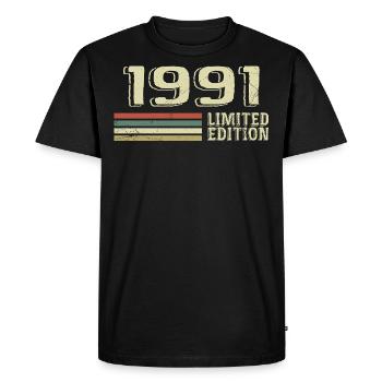 Nées en 1991 anniversaire 1991 Vintage 1991 - T-shirt Premium bio Homme - noir - Devant - Nico (187cm)