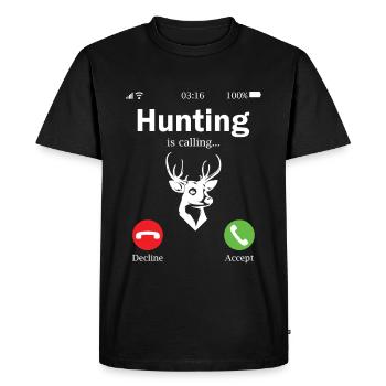 La chasse appelle chasse jeune chasseur - T-shirt Premium bio Homme - noir - Devant - Nico (187cm)
