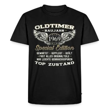 54th Birthday Man Oldtimer August Vintage 1969 - Men's Premium Organic T-Shirt - black - Front - Nico (187cm)