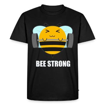Be Strong Bee Weightlifting Fitness Gym Workout - Men's Premium Organic T-Shirt - black - Front - Nico (187cm)