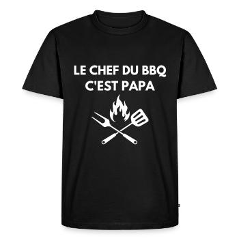 Tablier le chef du barbecue c'est papa - T-shirt Premium bio Homme - noir - Devant - Nico (187cm)
