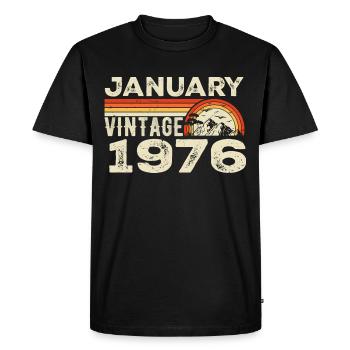 Janvier 1976 Vintage Anniversaire 1976, Né en 1976 - T-shirt Premium bio Homme - noir - Devant - Nico (187cm)