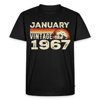 Janvier 1967 Vintage Anniversaire 1967, Né en 1967 - T-shirt Premium bio Homme - noir - Devant - Nico (187cm)