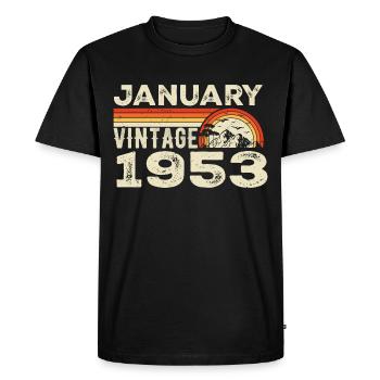 January 1953 Vintage Birthday 1953, Born in 1953 - Men's Premium Organic T-Shirt - black - Front - Nico (187cm)