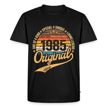 Rétro Vintage né en 1985 Millésime 1985 - T-shirt Premium bio Homme - noir - Devant - Nico (187cm)