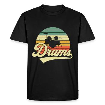 Batterie Drums Rétro Vintage - T-shirt Premium bio Homme - noir - Devant - Nico (187cm)