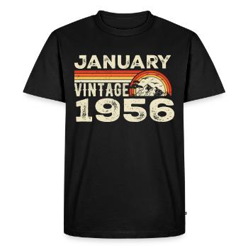 January 1956 Vintage Birthday 1956, Born in 1956 - Men's Premium Organic T-Shirt - black - Front - Nico (187cm)