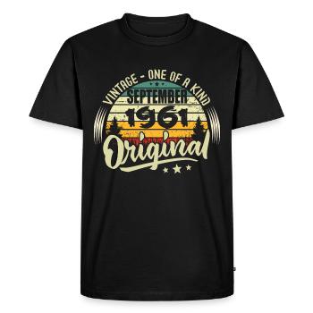 Septembre 1961 Anniversaire 1961 Septembre 1961 - T-shirt Premium bio Homme - noir - Devant - Nico (187cm)