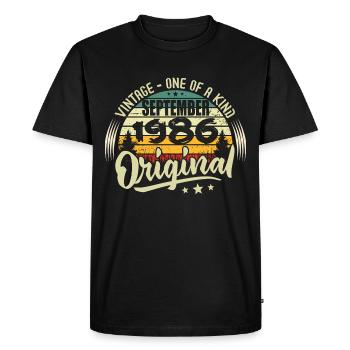 Septembre 1986 Anniversaire 1986 Septembre 1986 - T-shirt Premium bio Homme - noir - Devant - Nico (187cm)