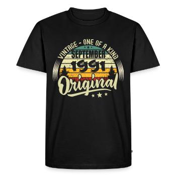 Septembre 1991 Anniversaire 1991 Septembre 1991 - T-shirt Premium bio Homme - noir - Devant - Nico (187cm)
