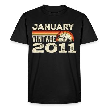 January 2011 Vintage Anniversary 2011, born in 2011 - Men's Premium Organic T-Shirt - black - Front - Nico (187cm)