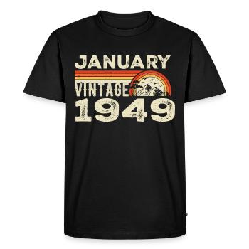 January 1949 Vintage Birthday 1949, Born 1949 - Men's Premium Organic T-Shirt - black - Front - Nico (187cm)
