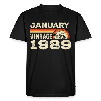 January 1989 Vintage Birthday 1989, Born in 1989 - Men's Premium Organic T-Shirt - black - Front - Nico (187cm)