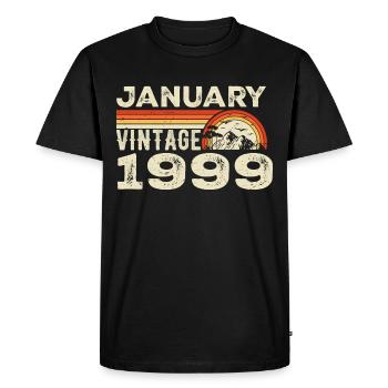 January 1999 Vintage Birthday 1999, Born in 1999 - Men's Premium Organic T-Shirt - black - Front - Nico (187cm)