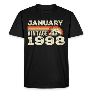 Janvier 1998 Vintage Anniversaire 1998, Né en 1998 - T-shirt Premium bio Homme - noir - Devant - Nico (187cm)