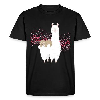 Paresseux Alpaka Lama Dort Reitet Herz Riding - T-shirt Premium bio Homme - noir - Devant - Nico (187cm)