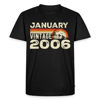 Janvier 2006 Vintage Anniversaire 2006, Né en 2006 - T-shirt Premium bio Homme - noir - Devant - Nico (187cm)