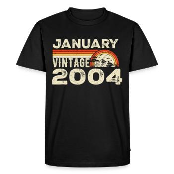 Janvier 2004 Vintage Anniversaire 2004, Né en 2004 - T-shirt Premium bio Homme - noir - Devant - Nico (187cm)