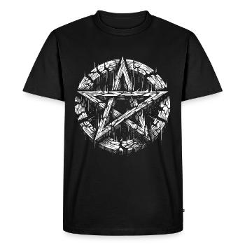 Pentagramme déchiré signe occulte - T-shirt Premium bio Homme - noir - Devant - Nico (187cm)