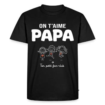 on t aime papa cadeau papa enfants fête des pères - T-shirt Premium bio Homme - noir - Devant - Nico (187cm)
