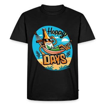 Happy Days Drôle Bière Dictons Plage d’été - T-shirt Premium bio Homme - noir - Devant - Nico (187cm)
