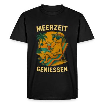 Suricate vacances plage été mer palmiers - T-shirt Premium bio Homme - noir - Devant - Nico (187cm)
