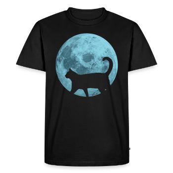 Chat pleine lune - T-shirt Premium bio Homme - noir - Devant - Nico (187cm)
