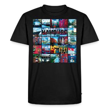 03 Fascination Hamburg Collage - Margarita Art - T-shirt Premium bio Homme - noir - Devant - Nico (187cm)